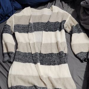 Striped Black and Cream Women's Sweater